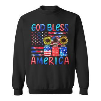 God Bless America For Women Patriotic 4Th Of July Sunflower Sweatshirt - Seseable