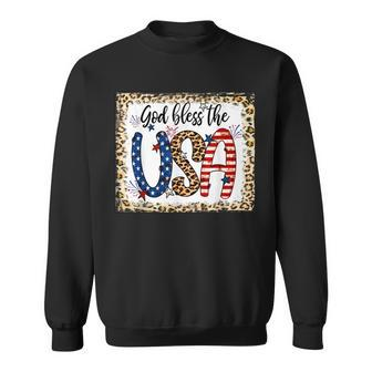 God Bless America Leopard Christian 4Th Of July Patriotic Sweatshirt - Seseable