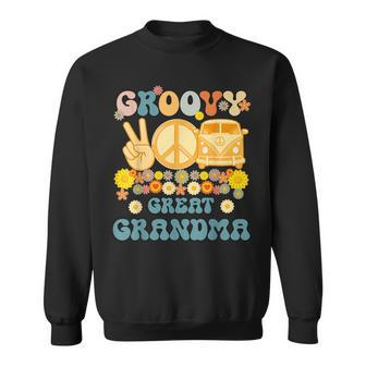 Groovy Great Grandma Retro Matching Family Baby Shower Sweatshirt - Thegiftio UK