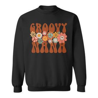 Groovy Nana Retro Matching Family Baby Shower Mothers Day Sweatshirt - Thegiftio UK
