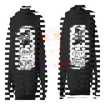 Groovy One Spooky Teacher Messy Bun Witch Mom Halloween 2022 Men Women Sweatshirt Graphic Print Unisex - Thegiftio