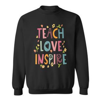 Groovy Retro Teach Love Inspire Back To School Teachers Kids V2 Sweatshirt - Thegiftio UK