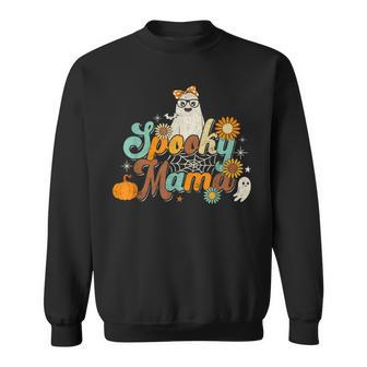 Groovy Spooky Mama Ghost Boo Halloween Costume Retro Hippie V2 Sweatshirt - Seseable