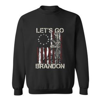 Gun American Flag Patriots Lets Go Brandon On Back Sweatshirt - Thegiftio UK