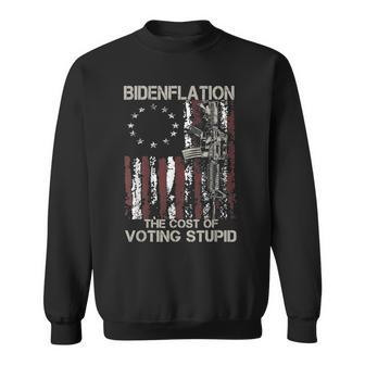Gun Usa Flag Patriots Bidenflation The Cost Of Voting Stupid Men Women Sweatshirt Graphic Print Unisex - Thegiftio UK