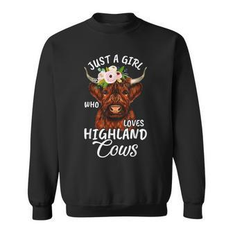 Hairy Cow Lovers Just A Girl Who Loves Highland Cows Farmer Sweatshirt - Thegiftio UK