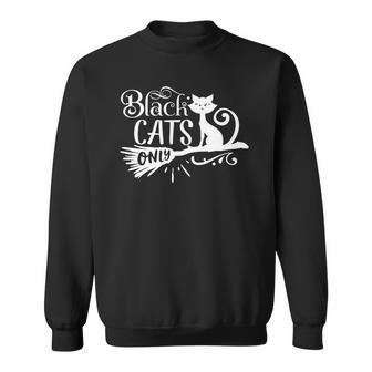 Halloween Black Cats Only - White Version Design Men Women Sweatshirt Graphic Print Unisex - Seseable