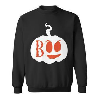 Halloween Boo - Pumpkin Orange And White Men Women Sweatshirt Graphic Print Unisex - Seseable