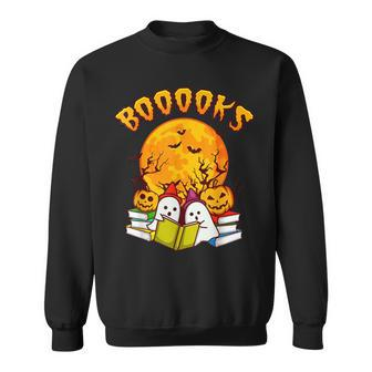Halloween Booooks Ghost Reading Boo Read Books Library Kids Sweatshirt - Thegiftio UK