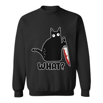 Halloween Cat What Bloody Knife Sweatshirt - Thegiftio UK
