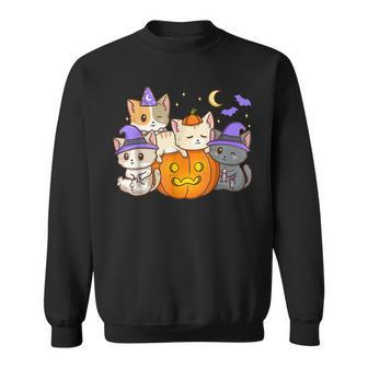 Halloween Cats Anime Cat Kawaii Neko Pumpkin Cat Lover Witch V10 Men Women Sweatshirt Graphic Print Unisex - Thegiftio UK