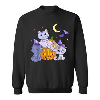 Halloween Cats Anime Cat Kawaii Neko Pumpkin Cat Lover Witch V3 Men Women Sweatshirt Graphic Print Unisex - Thegiftio UK