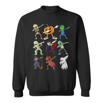 Halloween Dabbing Skeleton Witch Pumpkin Ghost For Kids Boys Sweatshirt - Seseable