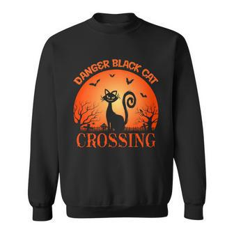 Halloween Danger Black Cat Crossing Design Men Women Sweatshirt Graphic Print Unisex - Thegiftio UK