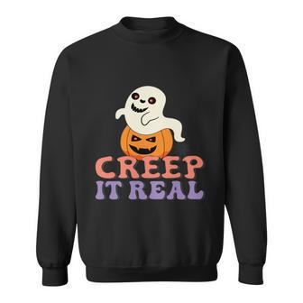Halloween Day Creep It Real Ghost Pumpkin Retro Halloween Sweatshirt - Thegiftio UK