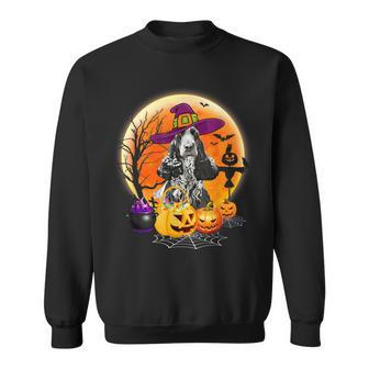 Halloween English Cocker Spaniel Dog Moon With Pumpkin Funny Men Women Sweatshirt Graphic Print Unisex - Thegiftio UK