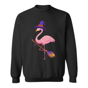 Halloween Flamingo Funny Flamingo Lover Witch Hat Halloween Men Women Sweatshirt Graphic Print Unisex - Thegiftio UK