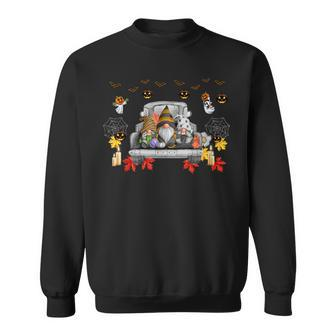Halloween Gnomes Pumpkin Truck Funny Holiday Sweatshirt - Seseable