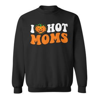 Halloween I Love Hot Moms Funny Pumpkin Heart Love Moms Men Women Sweatshirt Graphic Print Unisex - Thegiftio UK
