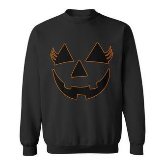 Halloween Jack-O-Lantern With Lashes Tshirt Sweatshirt - Monsterry