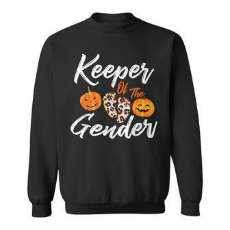 Halloween Keeper Of The Gender Reveal Pumpkin Party Leopard Sweatshirt - Seseable
