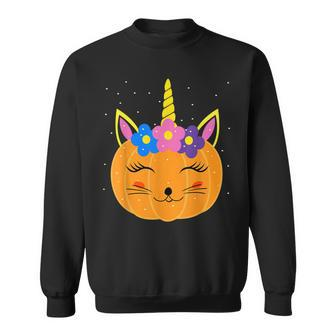 Halloween Leopard Unicorn Pumpkin Cat Funny Girls Kids Women Sweatshirt - Seseable