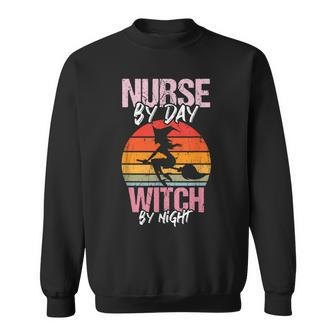 Halloween Nurse Costume Vintage Nurse By Day Witch By Night Sweatshirt - Seseable