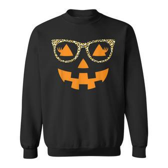 Halloween Pumpkin Smile With Glasses Last Minute Teacher Sweatshirt - Seseable