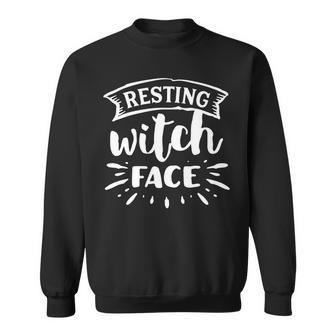 Halloween Resting Witch Face White Design Men Women Sweatshirt Graphic Print Unisex - Seseable