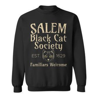 Halloween Salem Black Cat Society Familiars Welcome Sweatshirt - Seseable