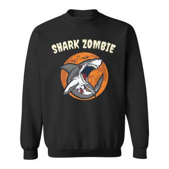 Halloween Shark Zombie Design Men Women Sweatshirt Graphic Print Unisex - Thegiftio UK