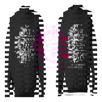 Halloween Sugar Skull Sunflower We Wear Pink Breast Cancer Men Women Sweatshirt Graphic Print Unisex - Thegiftio
