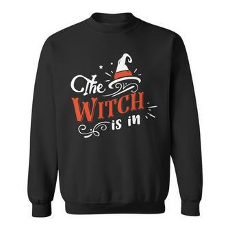 Halloween The Witch Is In Orange And White Men Women Sweatshirt Graphic Print Unisex - Seseable