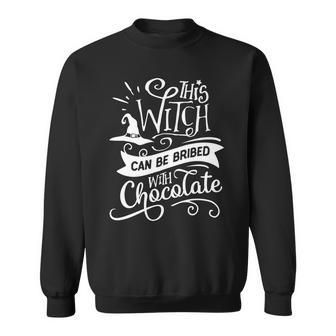 Halloween This Witch Can Be Bribed With Chocolate White Men Women Sweatshirt Graphic Print Unisex - Seseable