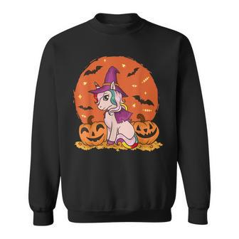Halloween Witchy Unicorn Cute Witch Pumpkin For Girls Kids Sweatshirt - Seseable