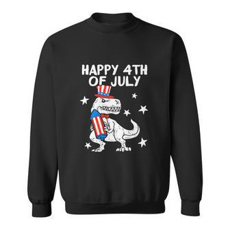 Happy 4Th Of July Cute Trex Dinosaur Usa Flag Sweatshirt - Monsterry UK