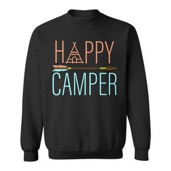 Happy Camper Funny Camping Sweatshirt - Monsterry