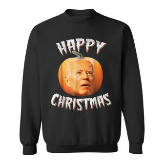 Happy Christmas Anti-Joe Biden Funny Halloween Pumpkin Retro Men Women Sweatshirt Graphic Print Unisex - Thegiftio UK