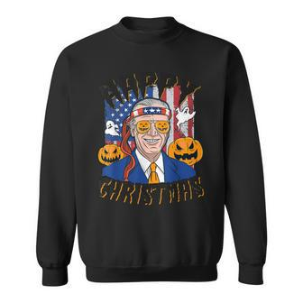 Happy Christmas Halloween Jokes Pumpkin Boo Funny Joe Biden Men Women Sweatshirt Graphic Print Unisex - Thegiftio UK