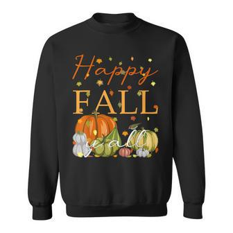 Happy Fall Yall Funny Pumpkin & Autumn Leaves Thanksgiving Sweatshirt - Thegiftio UK