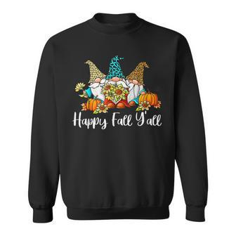 Happy Fall Yall Gnome Leopard Pumpkin Autumn Thanksgiving Sweatshirt - Thegiftio UK