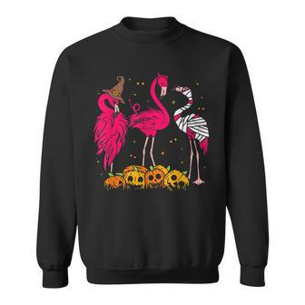 Happy Flamingoween Witch Pumpkin Mummy Flamingo Halloween V2 Men Women Sweatshirt Graphic Print Unisex - Thegiftio UK
