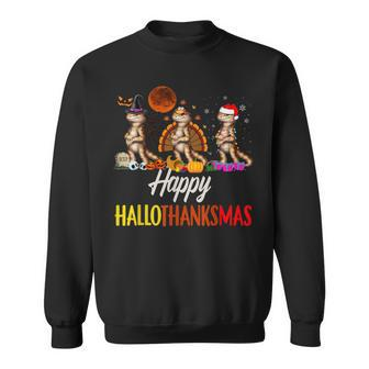 Happy Hallothanksmas Santa Witch Bearded Dragon Halloween Sweatshirt - Seseable