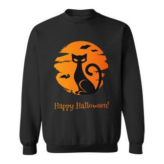 Happy Halloween Cat Graphic Design Printed Casual Daily Basic Sweatshirt