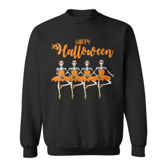 Happy Halloween Dancing Ballet Skeleton Ballerina Funny Idea Sweatshirt - Seseable