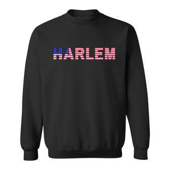 Harlem Texted Based _ American Flag Design Sweatshirt - Monsterry