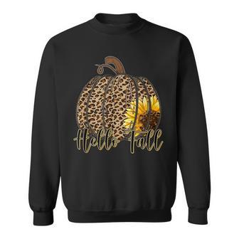 Hello Fall Leopard Print Pumpkin Autumn Sweatshirt - Thegiftio UK