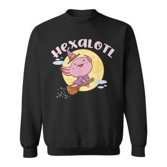 Hexalotl Funny Axolotl Witch Halloween Kawaii Meme Sweatshirt | Seseable UK