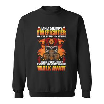 I Am A Grumpy Firefighter My Level Of Sarcarsm Depends Thin Red Line Sweatshirt - Monsterry DE