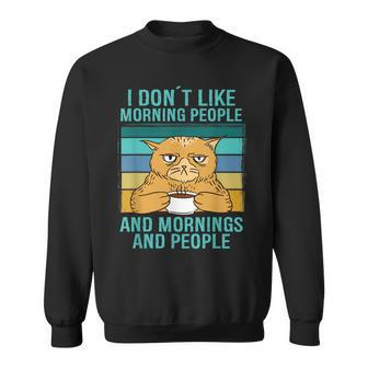 I Hate Morning People Or Mornings Or People Coffee Cat V4 Sweatshirt - Thegiftio UK